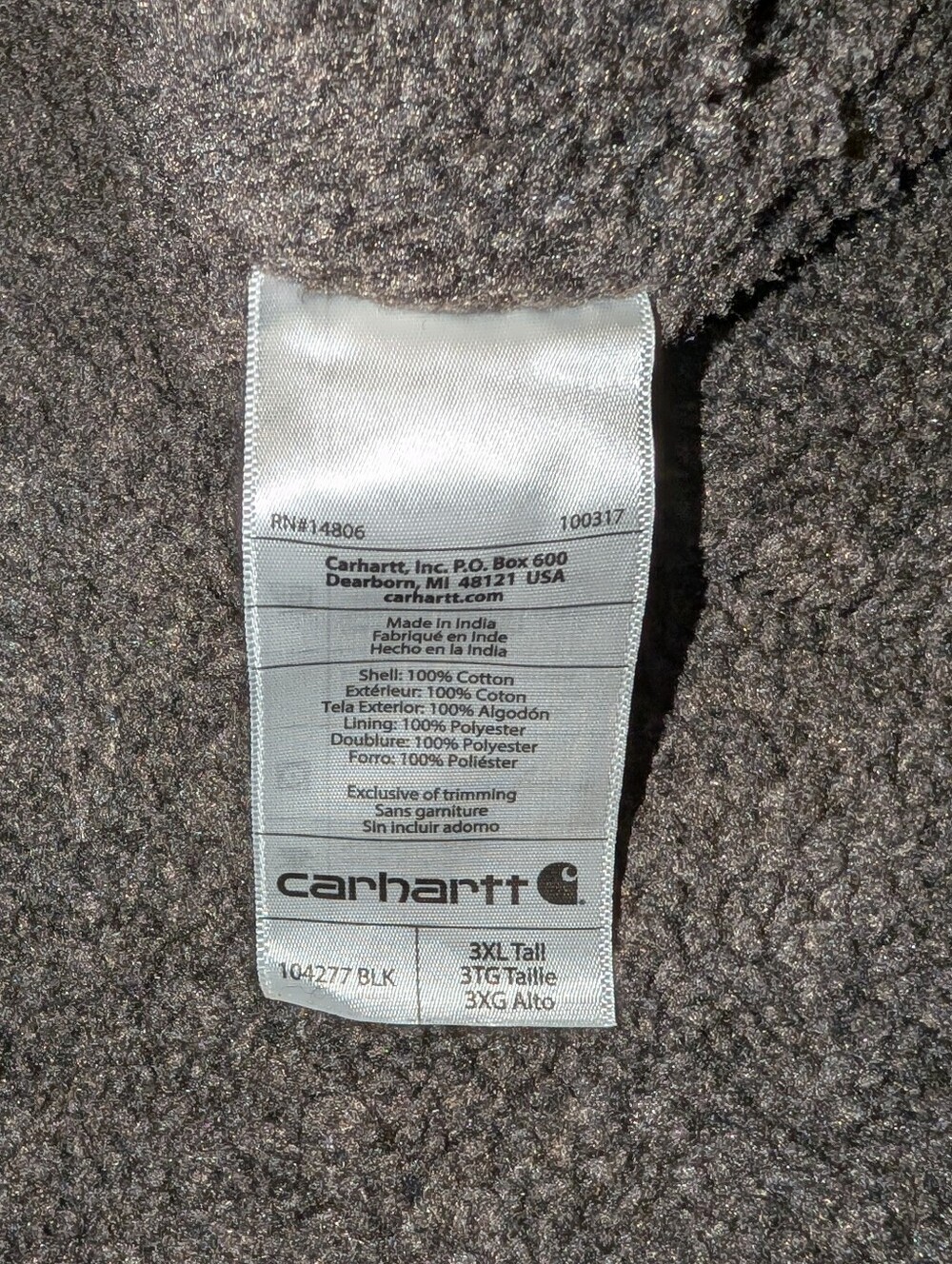 Carhartt Washed Duck Sherpa Lined Mock Vest Black Mens 3XL TALL - Picture 6 of 8